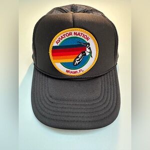 Aviator Nation Black Snap Back Mesh Vintage Trucker Hat